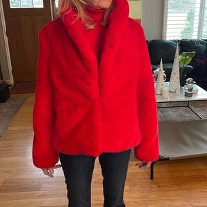 Inc international concepts red faux fur jacket